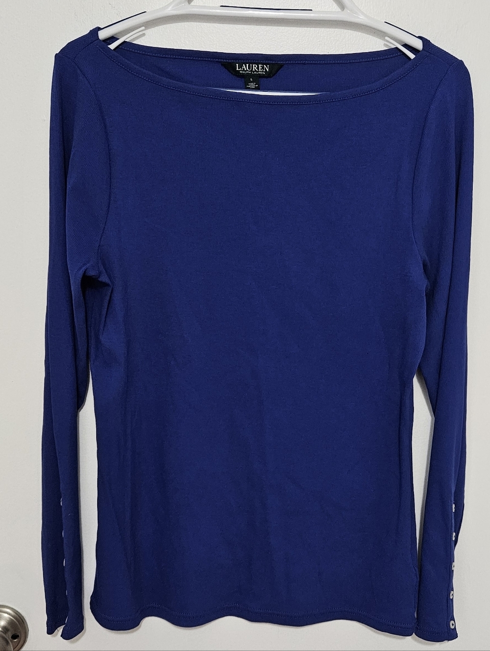 Lauren Ralph Lauren Long-Sleeve Boatneck Top‎ in Cobalt Size Large